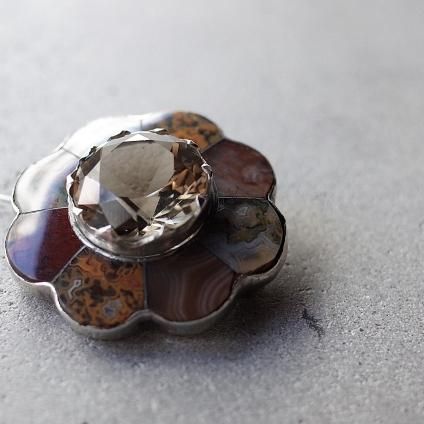 ȥꥢ С ȥ  ե ֥Victorian Silver Citrine Agate Brooch