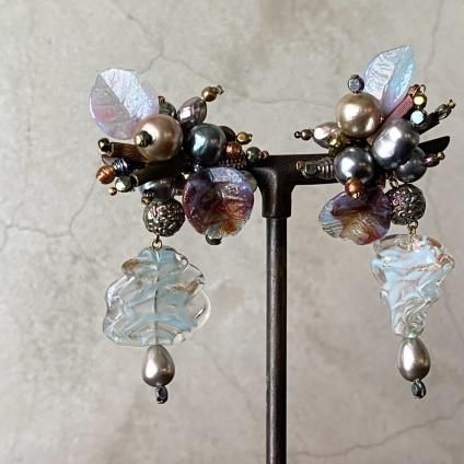 1940ǯ 륤졼 饹  ֥롼French Louis Rousselet Glass Earrings