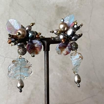 1940ǯ 륤졼 饹  ֥롼French Louis Rousselet Glass Earrings