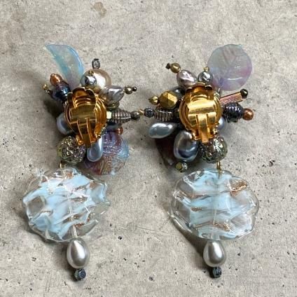 1940ǯ 륤졼 饹  ֥롼French Louis Rousselet Glass Earrings