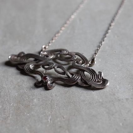 ̡ܡ С ͥå ͥå쥹Art Noueveau Style Silver Garnet Necklace Dead stock