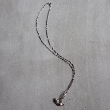 ơ С ѡ ꡼ ͥå쥹Vintage Silver Pearl Leaf NecklaceDead Stock
