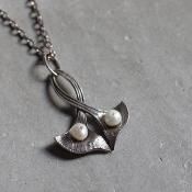 ơ С ѡ ꡼ ͥå쥹Vintage Silver Pearl Leaf NecklaceDead Stock