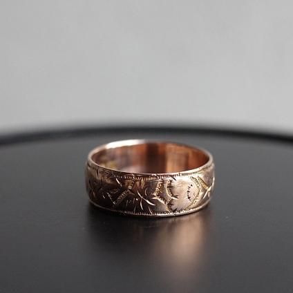1906年 9金 ローズゴールド ウェディング バンド リング （1906