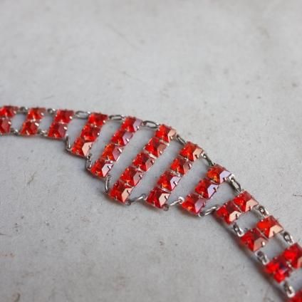 1920-1930ǯ ᥿ 饹 ֥쥹åȡ1920-1930's Metal Glass Bracelet