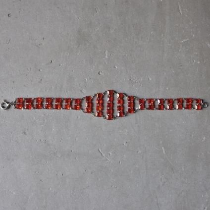 1920-1930ǯ ᥿ 饹 ֥쥹åȡ1920-1930's Metal Glass Bracelet