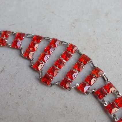 1920-1930ǯ ᥿ 饹 ֥쥹åȡ1920-1930's Metal Glass Bracelet