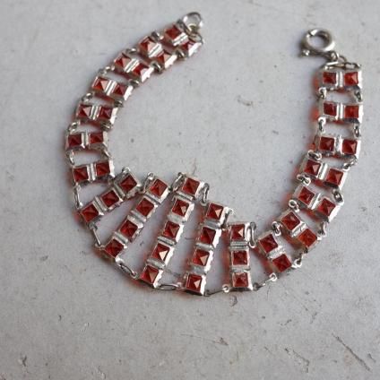 1920-1930ǯ ᥿ 饹 ֥쥹åȡ1920-1930's Metal Glass Bracelet
