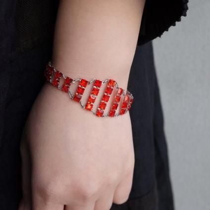 1920-1930ǯ ᥿ 饹 ֥쥹åȡ1920-1930's Metal Glass Bracelet