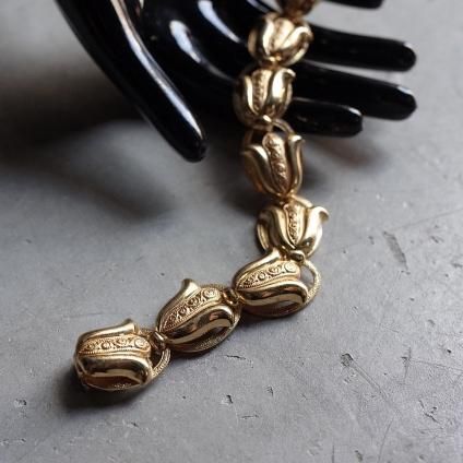 1950-60ǯ ɥ᥿ 塼å ֥쥹åȡ1950-1960's Gold Metal Tulips Bracelet