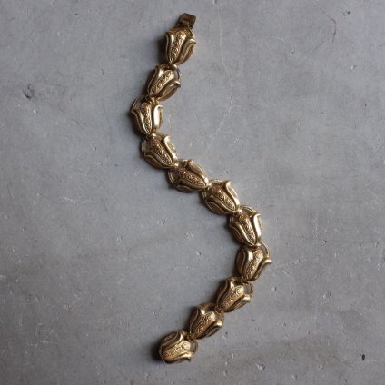1950-60ǯ ɥ᥿ 塼å ֥쥹åȡ1950-1960's Gold Metal Tulips Bracelet