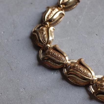 1950-60ǯ ɥ᥿ 塼å ֥쥹åȡ1950-1960's Gold Metal Tulips Bracelet