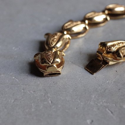 1950-60ǯ ɥ᥿ 塼å ֥쥹åȡ1950-1960's Gold Metal Tulips Bracelet