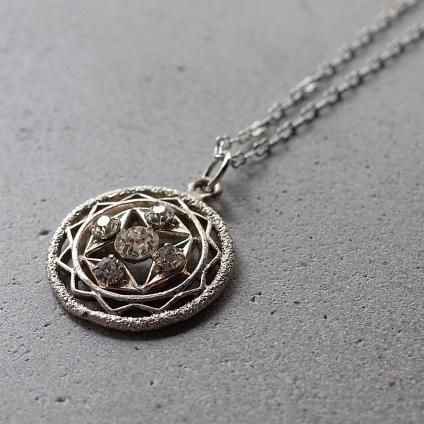 1930-40ǯ С᥿ ꥢ饹 饦 ͥå쥹1930-40's Silver Metal Clear Glass Round Necklace