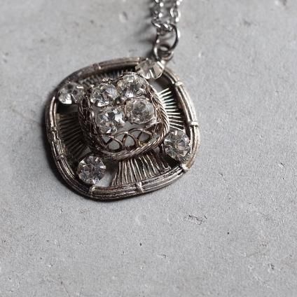 1930-40ǯ С᥿ ꥢ饹 ɩ ͥå쥹1930-40's Silver Metal Clear Metal Diamond Motif Necklace