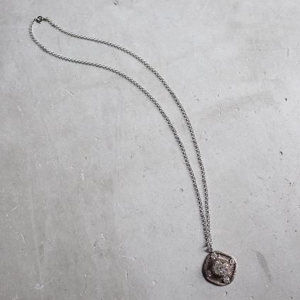 1930-40年代 シルバーメタル クリアガラス 菱形 ネックレス（1930-40's