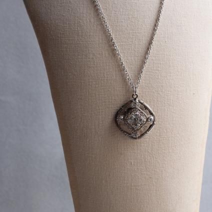 1930-40ǯ С᥿ ꥢ饹 ɩ ͥå쥹1930-40's Silver Metal Clear Metal Diamond Motif Necklace