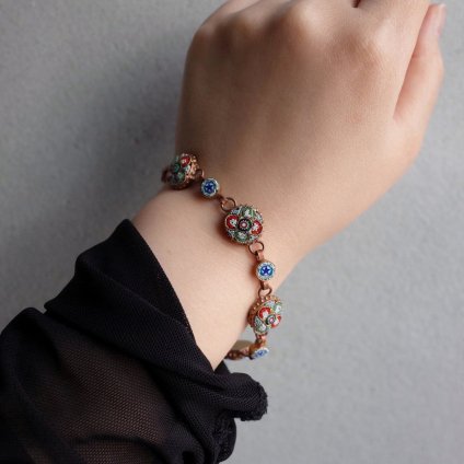 1940-50ǯ ޥ⥶ ޥ顼 饦 ֥쥹åȡ1950-1960's Roman Mosaic Multi Color Round Bracelet