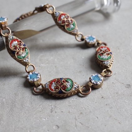 1940-50ǯ ޥ⥶ ޥ顼 ޡ ֥쥹åȡ1950-1960's Roman Mosaic Multi Color Marquise Bracelet