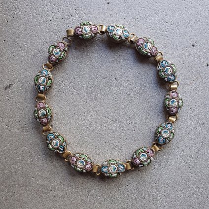 1940-50ǯ ޥ⥶ ڡ륫顼 Х ֥쥹åȡ1950-1960's Roman Mosaic Pale Tone Color Round Bracelet