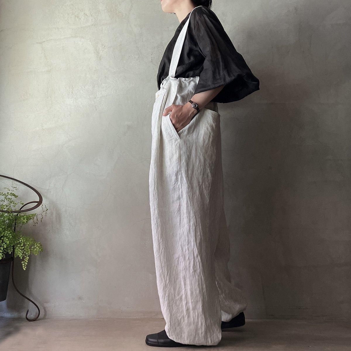 suzuki takayuki salopette ʥ業 ڥåȡWhite Stripe / Unisex