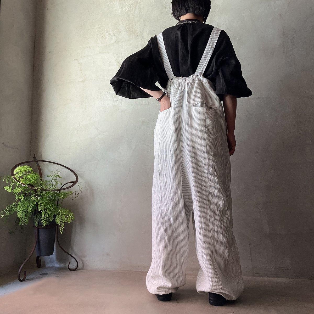 suzuki takayuki salopette ʥ業 ڥåȡWhite Stripe / Unisex