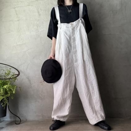 suzuki takayuki salopette ʥ業 ڥåȡWhite Stripe / Unisex