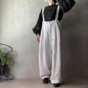 suzuki takayuki salopette ʥ業 ڥåȡWhite Stripe / Unisex