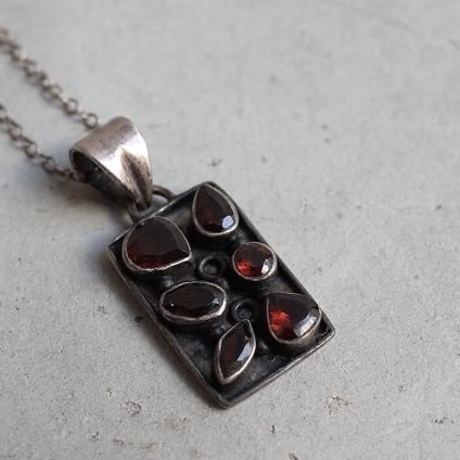 ơ ͥå С ץ졼 ͥå쥹Vintage Garnet Silver Plate Necklace