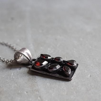 ơ ͥå С ץ졼 ͥå쥹Vintage Garnet Silver Plate Necklace