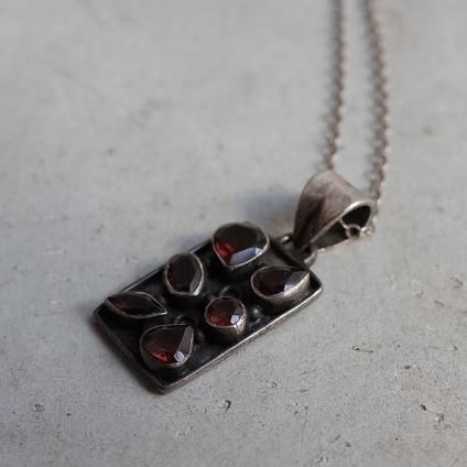 ơ ͥå С ץ졼 ͥå쥹Vintage Garnet Silver Plate Necklace