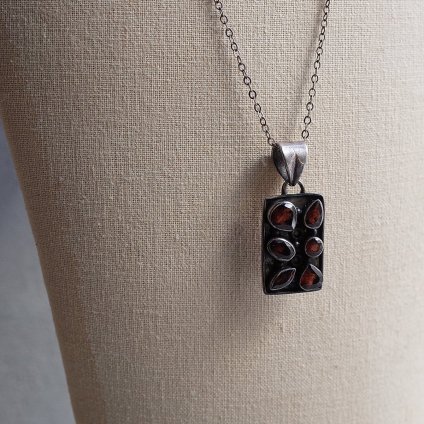 ơ ͥå С ץ졼 ͥå쥹Vintage Garnet Silver Plate Necklace