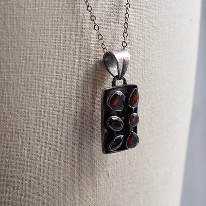 ơ ͥå С ץ졼 ͥå쥹Vintage Garnet Silver Plate Necklace