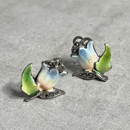 1940-50ǯ ޡ ᥿ ʥڥ 塼å  (1940~50's Marcasite Metal EnamelPaint Tulip Earring)