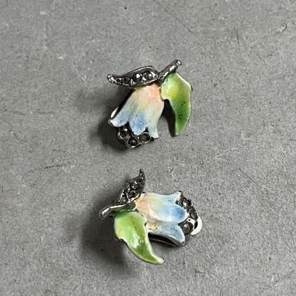 1940-50ǯ ޡ ᥿ ʥڥ 塼å  (1940~50's Marcasite Metal EnamelPaint Tulip Earring)