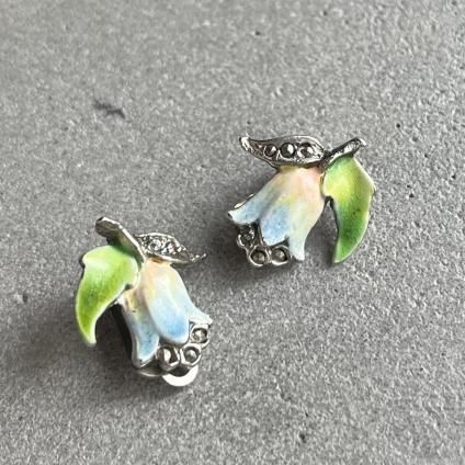1940-50ǯ ޡ ᥿ ʥڥ 塼å  (1940~50's Marcasite Metal EnamelPaint Tulip Earring)