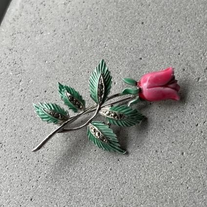 1950-60ǯ ᥿ ޡ ʥڥ ե ֥1950-60's Metal Marcasite EnamelPaint Flower Brooch