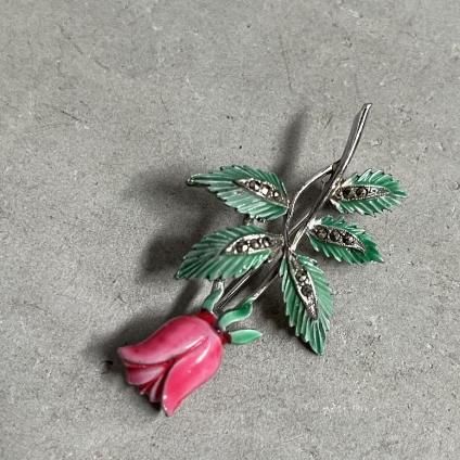 1950-60ǯ ᥿ ޡ ʥڥ ե ֥1950-60's Metal Marcasite EnamelPaint Flower Brooch