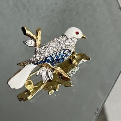1960-70ǯ ᥿ ʥڥ 򤤾Ļ ֥1960-70's Metal EnamelPaint White Bird Brooch