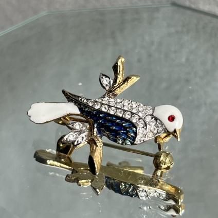 1960-70ǯ ᥿ ʥڥ 򤤾Ļ ֥1960-70's Metal EnamelPaint White Bird Brooch