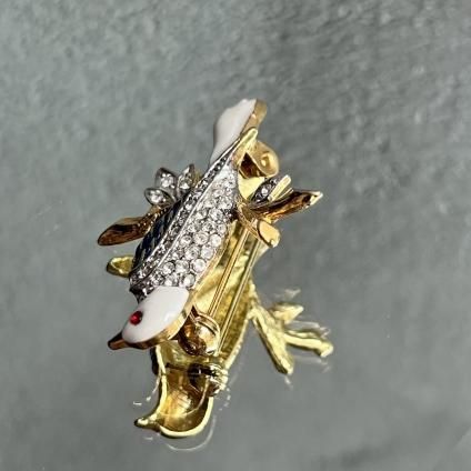 1960-70ǯ ᥿ ʥڥ 򤤾Ļ ֥1960-70's Metal EnamelPaint White Bird Brooch