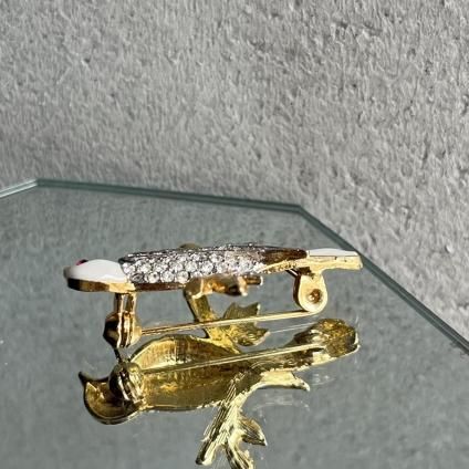 1960-70ǯ ᥿ ʥڥ 򤤾Ļ ֥1960-70's Metal EnamelPaint White Bird Brooch
