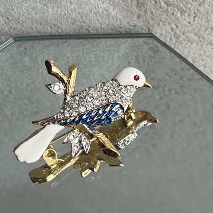 1960-70ǯ ᥿ ʥڥ 򤤾Ļ ֥1960-70's Metal EnamelPaint White Bird Brooch