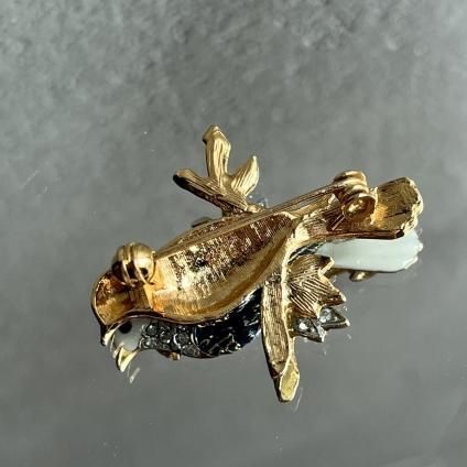 1960-70ǯ ᥿ ʥڥ 򤤾Ļ ֥1960-70's Metal EnamelPaint White Bird Brooch