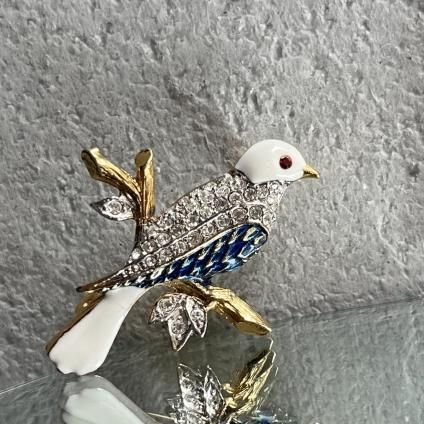 1960-70ǯ ᥿ ʥڥ 򤤾Ļ ֥1960-70's Metal EnamelPaint White Bird Brooch