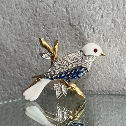 1960-70ǯ ᥿ ʥڥ 򤤾Ļ ֥1960-70's Metal EnamelPaint White Bird Brooch