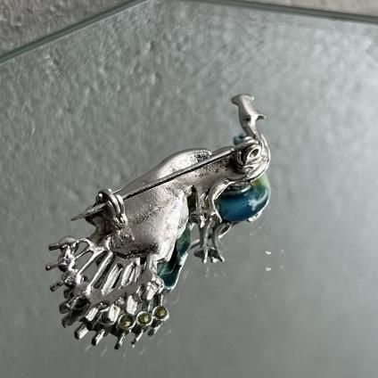 1950-60ǯ ᥿ ޡ ʥ 忧 ֥1950-60's Metal Marcasite Enamel Light blue Peacock Brooch