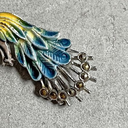 1950-60ǯ ᥿ ޡ ʥ 忧 ֥1950-60's Metal Marcasite Enamel Light blue Peacock Brooch