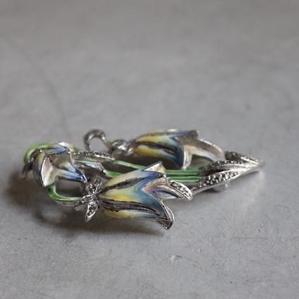 ơ ᥿ ޡ ʥڥ ֥֥ vintage Metal Marcasite Enamel Paint Flower Brooch
