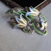 ơ ᥿ ޡ ʥڥ ֥֥ vintage Metal Marcasite Enamel Paint Flower Brooch